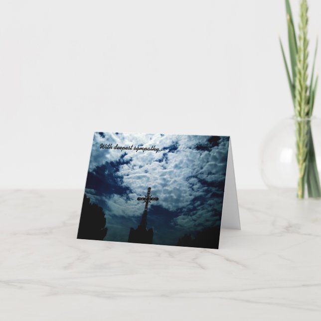 Heavenly cross sympathy card customisable text (Front)
