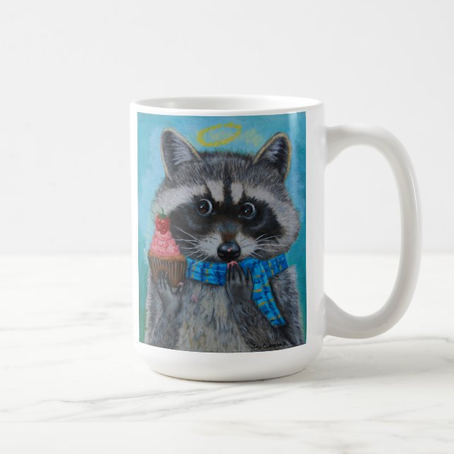 "Heavenly Cupcake"little racoon loves his cupcake Coffee Mug (Right)