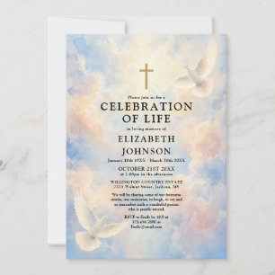 Heavenly Dove Chrisitian Celebration of Life Invitation