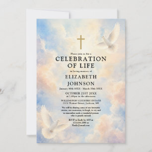 Heavenly Dove Chrisitian Celebration of Life Invitation