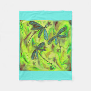 Heavenly Dragonflies On a Starry Sky Fleece Blanket