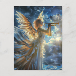 Heavenly Fanfare Angel Playing Trumpet Postcard