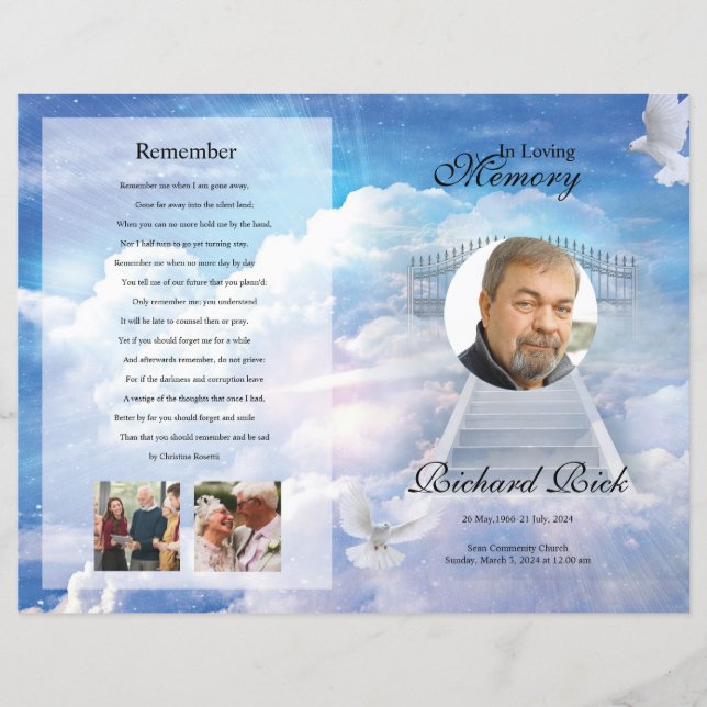 Heavenly Funeral Program Template (Front)