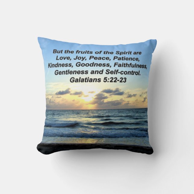HEAVENLY GALATIANS FRUIT OF THE SPIRIT DESIGN CUSHION (Front)