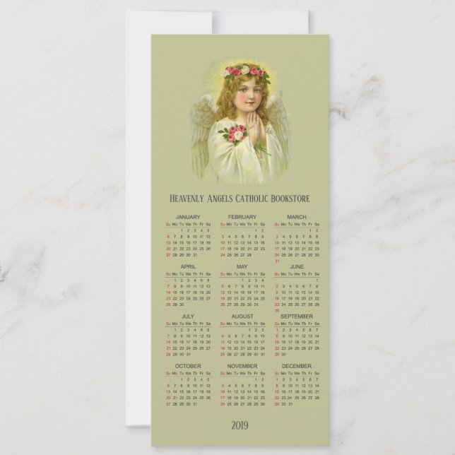 Heavenly Girl Angel with  Rosary 2019 Calendar Holiday Card (Front)
