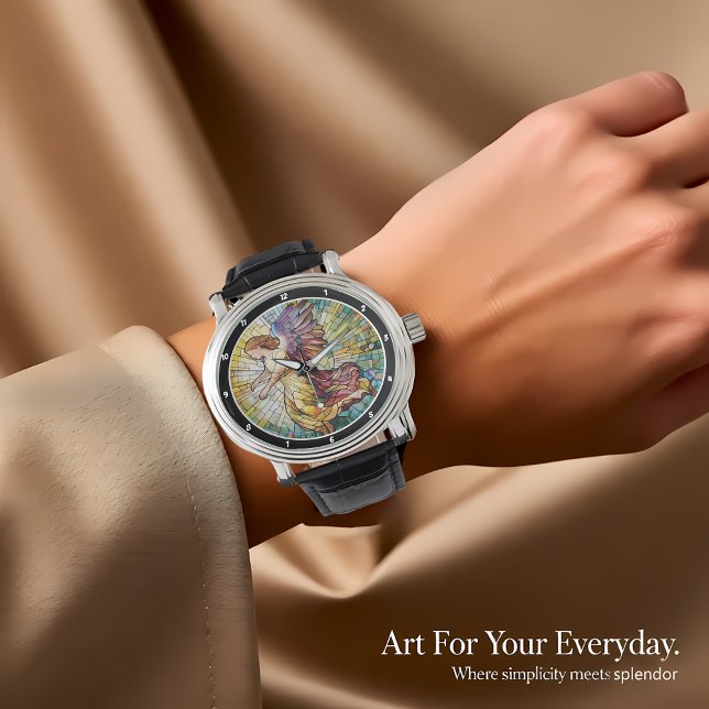 Heavenly Grace Time Stained Glass Angel Wall Watch (Creator Uploaded)