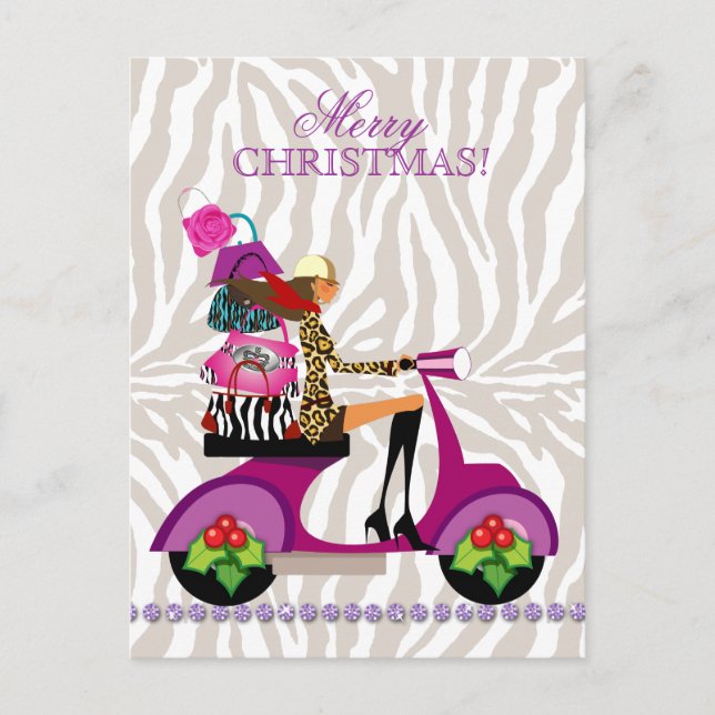 Heavenly Handbags Christmas Fashion Zebra Purse Postcard (Front)