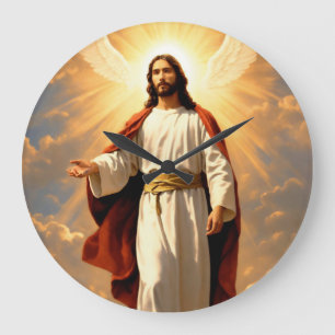 "Heavenly Hours: Jesus God Printed Wall Clock" Large Clock