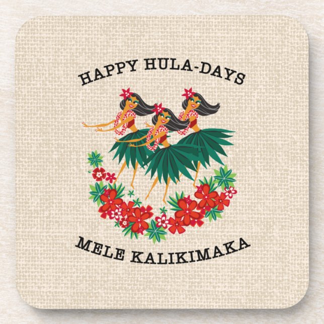 Heavenly Hula Holiday Hawaiian Hula Girls Coaster (Front)