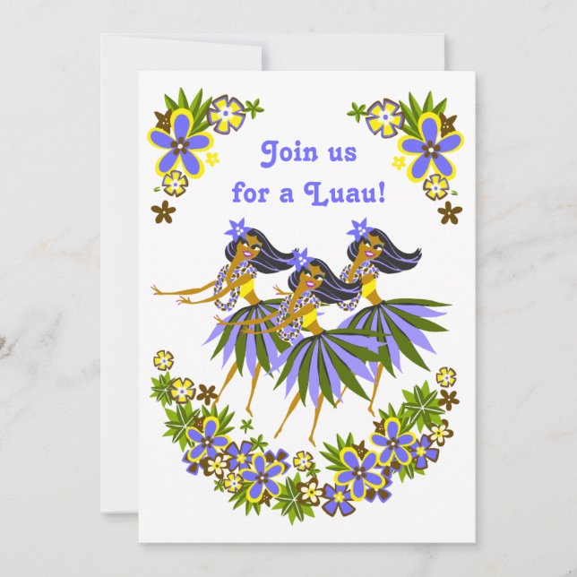 Heavenly Hula Luau & BBQ Invitations (Front)