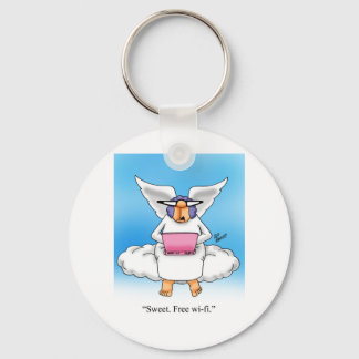 Heavenly Humour Angel Computer Cartoon Gift! Key Ring