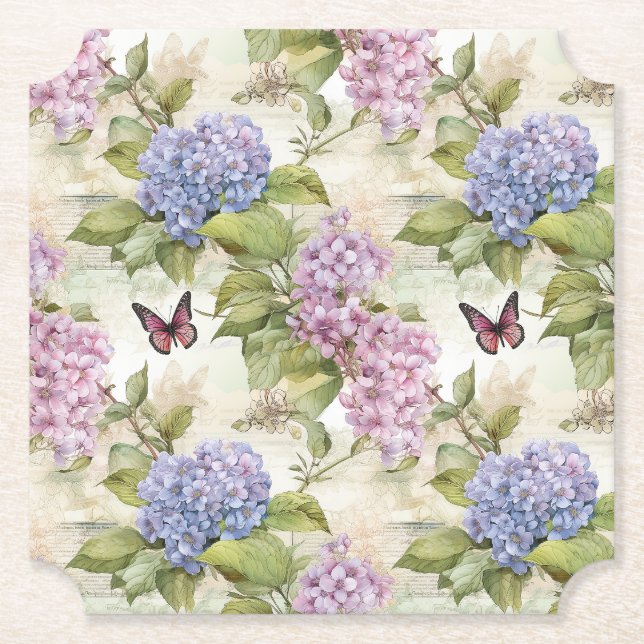 Heavenly Hydrangea Harmony Paper Coaster (Front)