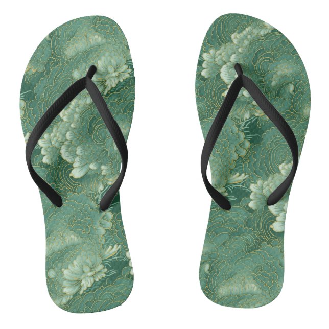 Heavenly Jade Chiyogami Pattern Flower  Thongs (Footbed)