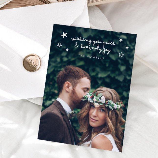 Heavenly Joy Religious Holiday Wedding Photo Card (Creator Uploaded)