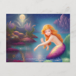 Heavenly Little Mermaid Galaxy Portrait  Postcard