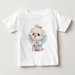 Heavenly Love: Cute Angel Maltese Dog Puppy Baby T-Shirt