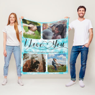 Heavenly Love Photo collage Anniversary Valentine  Fleece Blanket