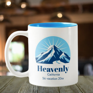 Heavenly Mountain California ski resort café Two-Tone Coffee Mug