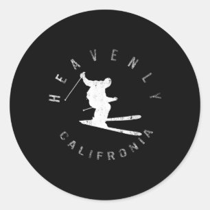 Heavenly Mountain Ski Skiing Snowboarding Winter C Classic Round Sticker