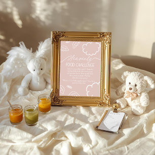 Heavenly Pink  Baby Food Challenge Game Sign Invitation
