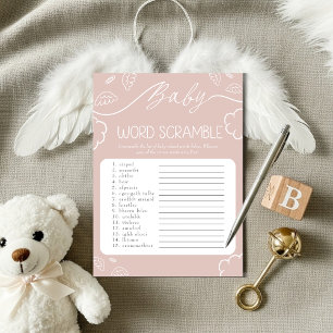  Heavenly pink Baby Word Scramble Game   Invitation