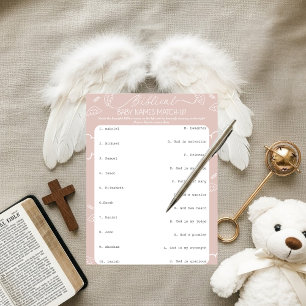 Heavenly Pink Biblical Baby Names Match-Up   Invitation