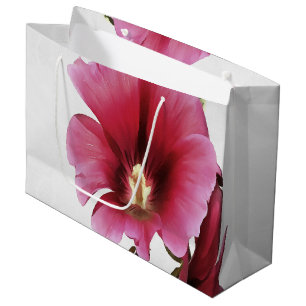 Heavenly Pink Hollyhock Malva Flower Floral Large Gift Bag