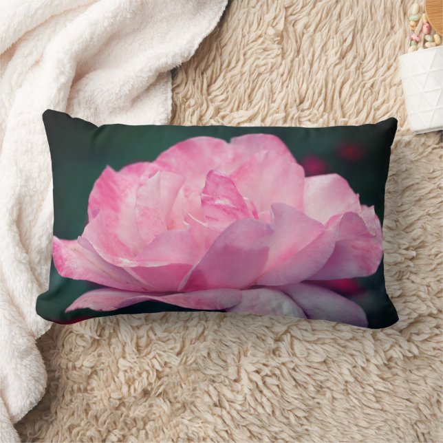 Heavenly Pink Rose Flower   Lumbar Cushion (Blanket)