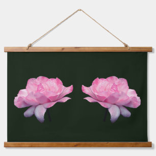 Heavenly Pink Rose Flower Twins Hanging Tapestry