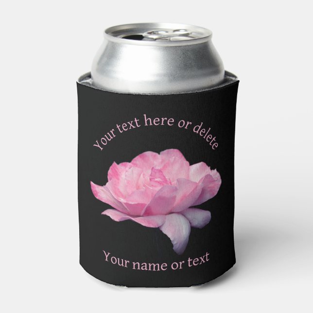 Heavenly Pink Rose Personalised  Can Cooler (Can Front)