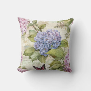 Heavenly Purple Hydrangea and Butterfly Harmony Cushion