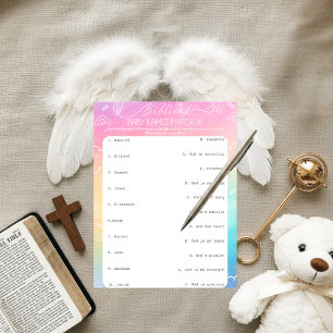 Heavenly Rainbow Biblical Baby Names Match-Up Invitation