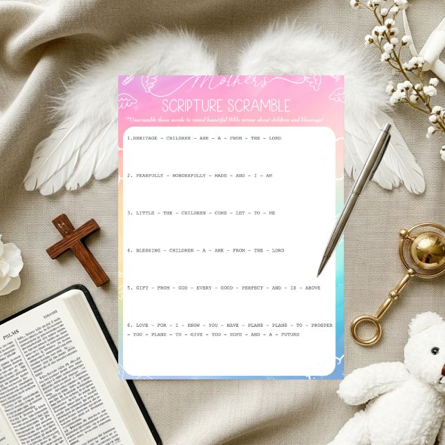 Heavenly Rainbow Mother's Scripture Scramble Game Invitation (Heavenly Rainbow Mother's Scripture Scramble)