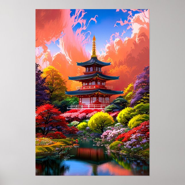 Heavenly Retreat, Japanese Pagoda Poster (Front)