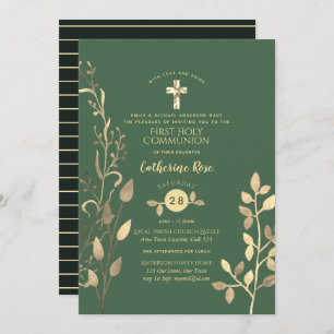 Heavenly Sage Holy Communion Invitation Gold Leaf