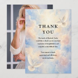 Heavenly Sky Celebration of Life Funeral Photo Thank You Card