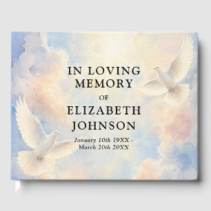 Heavenly Sky Dove Celebration of Life Funeral Guest Book