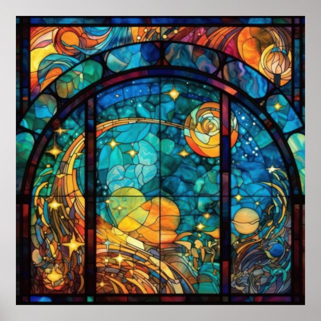 Heavenly Stained Glass Artwork Poster (Front)