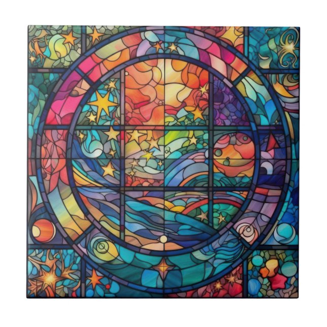 Heavenly Stained Glass Artwork Tile (Front)