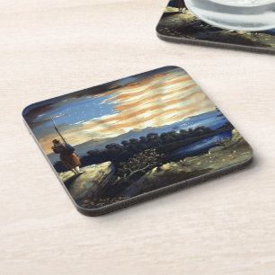Heavenly Sunrise of American Flag in County   Coaster