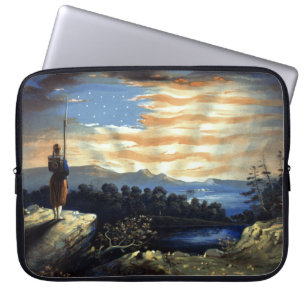 Heavenly Sunrise of American Flag in County   Laptop Sleeve