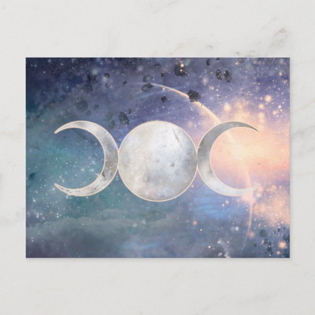 Heavenly Universe Triple Moon Goddess Moonstone Postcard (Front)
