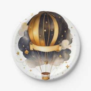Heavenly Whimsy: Celestial Balloon Baby Shower Paper Plate