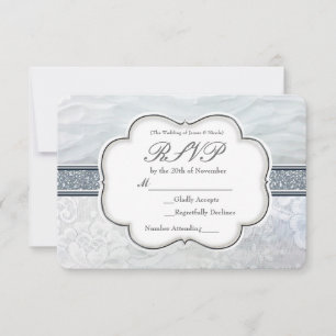 Heavenly White Ruffles & Lace Elegant RSVP Card
