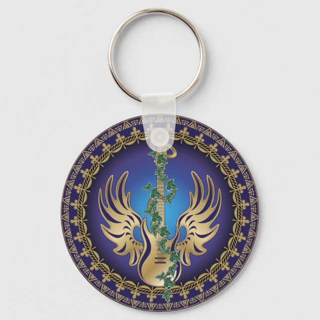 Heavenly Winged Guitar Key Ring (Front)