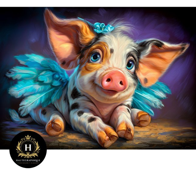 Heavenly Winged Piglet Angel Decoupage Tissue Paper (Creator Uploaded)