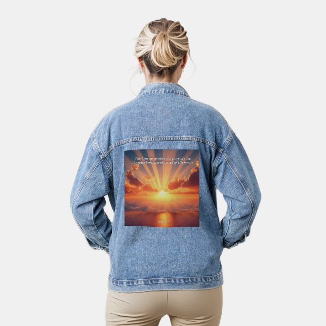 Heavens Declare the Glory: God & Creation Verse Denim Jacket (Model)