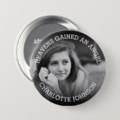 Heavens Gained An Angel | Photo Tribute 7.5 Cm Round Badge (Front & Back)