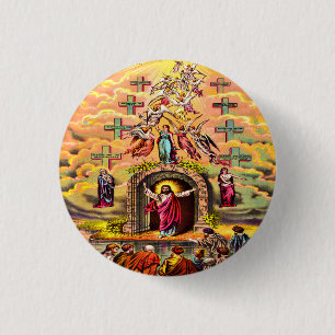 Heaven's gate Jesus embraced by angels 3 Cm Round Badge