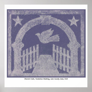 Heaven's Gate Tombstone Rubbing- Blue Poster